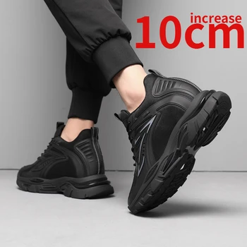 Мужская повседневная обувь с приподнятым верхом, сетчатые дышащие кроссовки, увеличивающие рост на 10 см, Обувь для внутреннего подъема, мужская удобная спортивная обувь