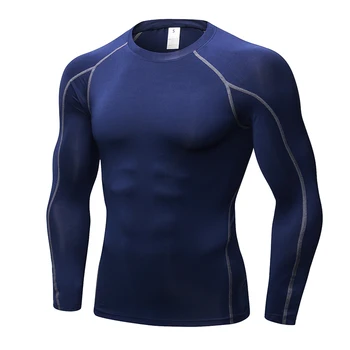 Мужская спортивная компрессионная футболка для бега, фитнеса, камуфляжный топ с длинным рукавом, кемпинга, спортзала, повседневная быстросохнущая одежда