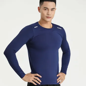 Мужская спортивная футболка для бодибилдинга, Быстросохнущая рубашка для бега, компрессионный топ с длинным рукавом, футболка для спортзала, Мужская облегающая футболка для фитнеса Rashgard