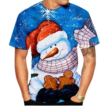 Мужская футболка с круглым вырезом в 3D рождественском мультяшном стиле, Летняя новинка 2023, мужской модный топ, универсальный, Плюс размер, короткий рукав