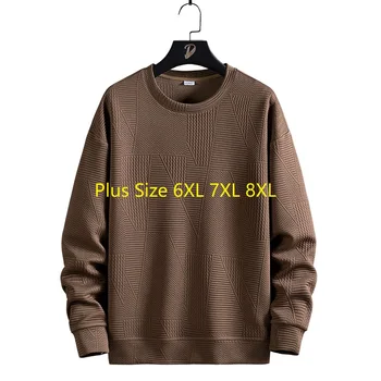 Мужские толстовки Оверсайз Плюс размер 6XL 7XL 8XL Пуловеры с круглым вырезом и длинным рукавом Уличная модная спортивная одежда Мужская Осень-зима