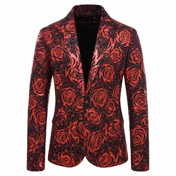 Мужской строгий костюм, пиджак, блейзеры в британском стиле с принтом розы, мужская одежда 2023, высококачественная одежда для вечеринок, шафер.