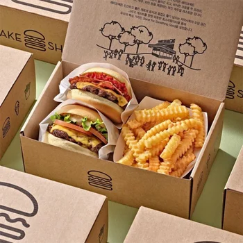 Набор детских закусок с принтом Custom productCustom бумажный контейнер для быстрого приготовления гамбургеров для картофеля фри жареное куриное крылышко