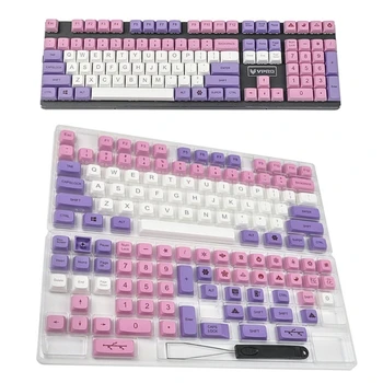 Набор клавишных колпачков ZDA Height 134 клавиши DyeSub Pink Keycap для механической клавиатуры