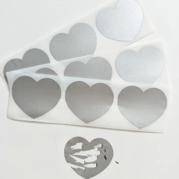 Наклейка с соскабливанием серебряного сердечка 30 *35 мм, наклейки с секретным сообщением