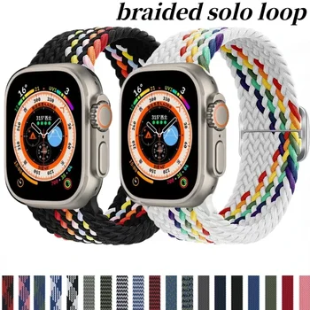 Нейлоновый Ремешок Для Apple Watch Band 9 8 7 45мм 41мм Ultra 49мм Дышащий Регулируемый Браслет iWatch 6 5 4 SE2 44мм 40мм 42мм Ремень