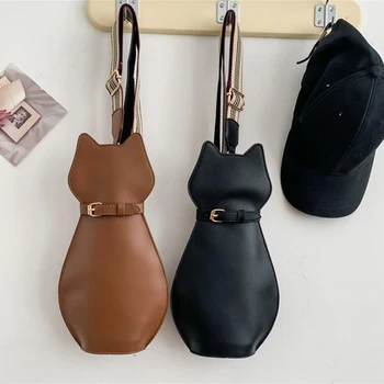 Новая женская модная сумка из искусственной кожи, сумка для покупок в стиле пэчворк, силуэт кошки и собаки, портативные сумки-тоут, женские сумки-болсы