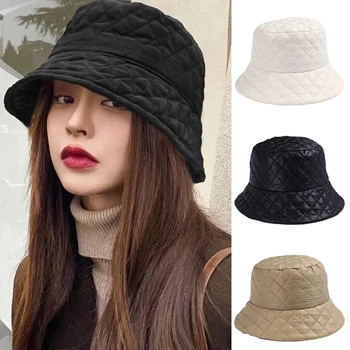 Новая рыбацкая шляпа для мужчин и женщин, осенне-зимняя утепленная уличная теплая ультралегкая хлопковая шапка с ромбовидной сеткой, модные кепки-ведра