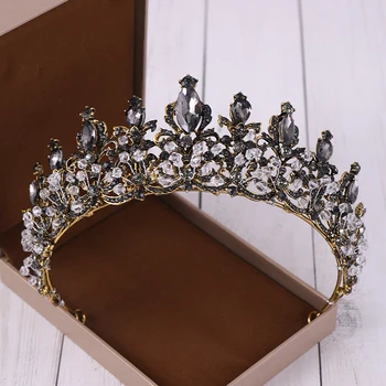 Новая свадебная корона, Аксессуары для волос, Большая Золотая Корона, украшенная стразами в стиле барокко, Свадебные аксессуары для волос, Тиара, Корона королевы