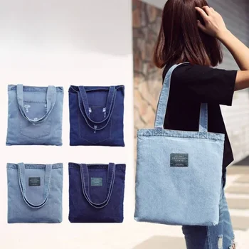 Новая холщовая сумка для женщин, минималистичная холщовая сумка для студентов художественных курсов, джинсовая сумка через плечо большой емкости, практичная