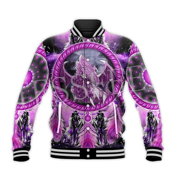 Новейшее пользовательское название Косплей Животное Дракон Ретро Татуировка Уличная одежда 3DPrint Зима Harajuku Повседневное пальто на пуговицах Бейсбольная куртка X1