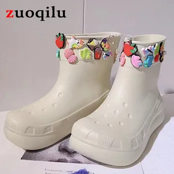 Новые непромокаемые сапоги EVA, женские кавайные водонепроницаемые модные непромокаемые ботинки на толстой подошве, уличная милая непромокаемая обувь для девочек, рыболовные болотные сапоги, водная обувь