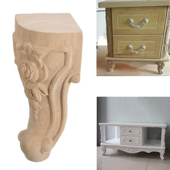 Ножки для деревянной мебели с резьбой в виде цветка из массива дерева, ножки для сидения для телевизора, без покраски