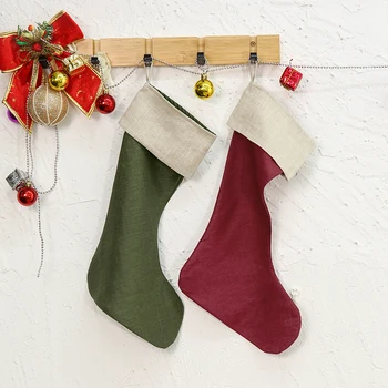 Носки из 100% льна, Рождественские чулки, подарочные украшения для конфет, носки, Новогодний держатель для конфет, домашний декор, Новая полезная горячая распродажа