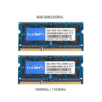 Ноутбук Tecmiyo SODIMM Оперативная память 8 ГБ PC3-12800S PC3-10600S DDR3 DDR3L 1333 МГц 1600 МГц 204pin intel AMD 2RX8 Память для ноутбука 1шт- Синий