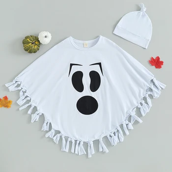 Одежда для малышей, детский костюм на Хэллоуин, Безликий Человек, призрак, косплей, накидка с завязанной кисточкой, подол, шляпа, одежда