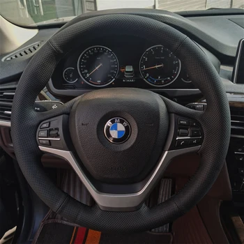 Оплетка крышки рулевого колеса автомобиля из искусственной кожи для BMW X5 F15 2013 2014-2018 X6 F16 2015 2016 2017-2019 Автомобильные Аксессуары