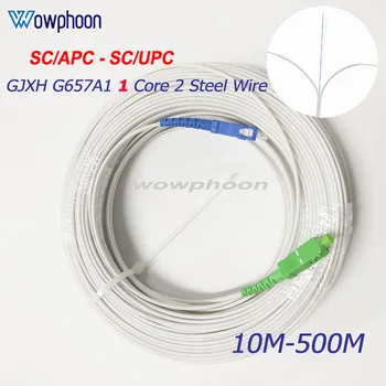 Оптоволоконный кабель Opitc SC/ UPC-SC /APC 2 Стальных провода 1 Сердечник FTTH Drop Cable Внутренний 200 М Белый Патч-Корд G657A FTTH Drop Cable