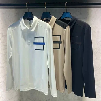 Осенне-зимняя корейская одежда для гольфа, мужская быстросохнущая рубашка поло с длинным рукавом, Универсальный эластичный удобный спортивный топ