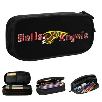 Пенал для мотоклуба Hells Angels, классический держатель для ручек, сумка для девочек и мальчиков, Вместительные школьные косметические пеналы для карандашей