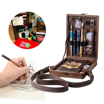 Писательская коробка-мессенджер, Ретро-деревянная коробка для хранения писателя, для художника, Писательская ручка, кисть, декоративная сумка для рисования через плечо