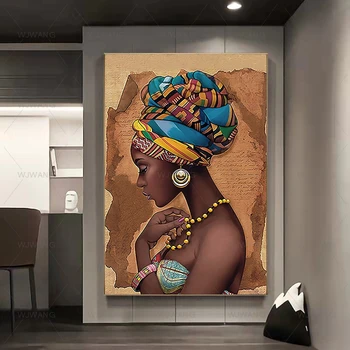 Плакаты и принты с портретом Африканской девушки, настенное искусство, картина на холсте для современного домашнего декора в гостиной