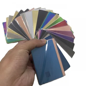 По индивидуальному заказу. продукт. 4442 слот для чипа, многоцветная металлическая кредитная карта из нержавеющей стали со слотом для чипа EMV и полосой Hico
