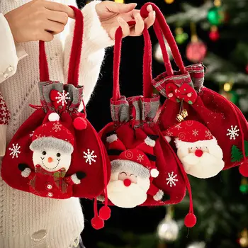 Подарочный пакет Санта-Клауса, Рождественский детский маленький подарок, Ночная упаковка, Подарочный ручной пакет для конфет