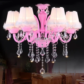 Подвесная лампа из розового хрусталя TEMAR, Художественная комната для девочек, лампа-свеча, Детская комната, Гостиная, Ресторан, Спальня, Люстра