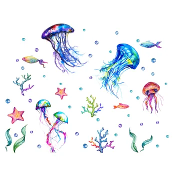 Подводный мир, медузы, морские звезды, наклейки на стены, детская комната, комната детского сада, наклейка для украшения гостиной, Самоклеящаяся