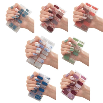 Полностью завернутые наклейки для лака для ногтей, самоклеящиеся градиентные блестящие наклейки для ногтей, наклейки для дизайна ногтей 