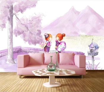 пользовательские 3D обои beibehang романтический аншлаг телевизор диван фон стена гостиная украшение спальни картина Papel de pared