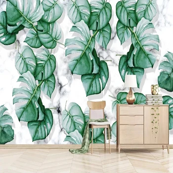 Пользовательские 3D фотообои Зеленые банановые листья Настенная роспись для гостиной спальни Диван Фон Домашний декор Наклейка на обои