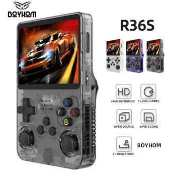 Портативная Игровая консоль R36S в стиле Ретро Linux с 3,5-дюймовым IPS экраном R35s Pro Портативный Карманный Видеоплеер 64 ГБ Игр