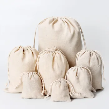 Простые холщовые украшения для головы, комплект для хранения на шнурке, карманная сумка для ювелирных изделий, многослойная холщовая небольшая тканевая сумка