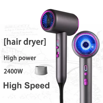 Профессиональный фен высокой мощности мощностью 2400 Вт, высокоскоростной электрический фен для ухода за волосами с отрицательными ионами, салонные инструменты для укладки