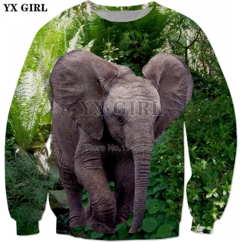 Прямая поставка YX GIRL 2018, новая модная толстовка с круглым вырезом и 3D принтом животных из слонов и джунглей, мужской и женский повседневный пуловер