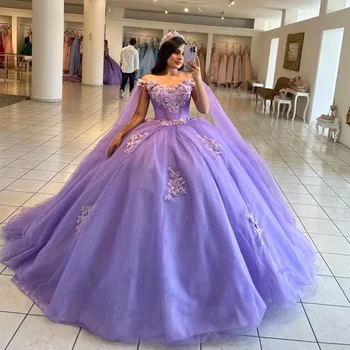 Пышные платья с 3D Цветами Бальное платье 2024 Милая Принцесса Sweet 16 Платьев Свадебное платье