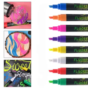 Разноцветный жидкий мел, маркер, светодиодная доска для письма, стираемый художественный маркер, Стеклянная витрина, флуоресцентный маркер, маркеры