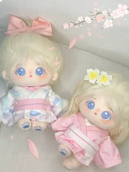 Розовое Кимоно Юката Японское платье Ханфу Юбка Новогодний костюм Костюм Плюшевая Кукла 20 см Одежда для куклы