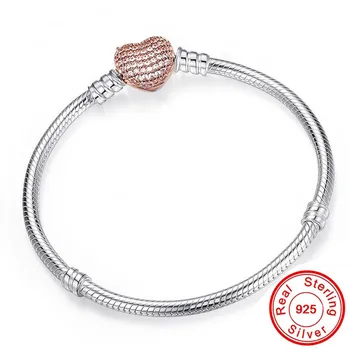 Романтический оригинальный Серебряный браслет-цепочка в форме сердца в виде змеи Для женщин, Брендовый браслет и бижутерия 