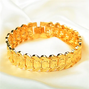 Роскошный Мужской браслет Золотого цвета Африканский Широкий Браслет-цепочка для женщин Ювелирные изделия на руку Эфиопские Арабские Ювелирные браслеты