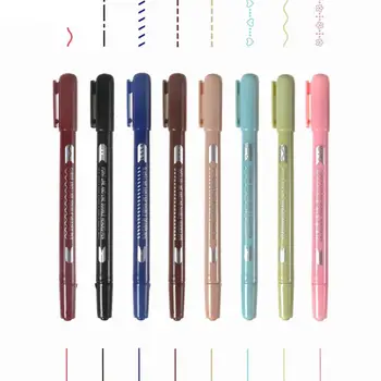 Ручка для Рисования Драматических Кривых 8шт С Двойным наконечником Curve Highlighter Pen Set для Детей, Ведущих Дневник, Делающих Заметки Кончиком 0,5 мм, 8 Цветов Тонких Линий
