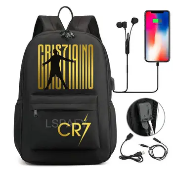 Рюкзак CR7 для девочек-подростков и мальчиков с USB-портом, холщовый школьный ранец для студентов CR7, вместительная сумка для книг, дорожная сумка Mochila Infantil
