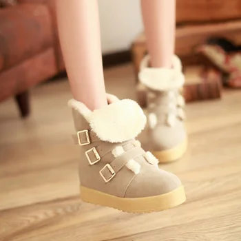 Сапоги для девочек 2023 Зимние Плюшевые Теплые Зимние ботинки Замшевые Хлопчатобумажные туфли Удобная Женская обувь