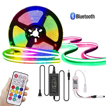 Светодиодная Лента 5V RGB COB SK6812 с Bluetooth-совместимым Дистанционным управлением Высокой Плотности 332LED Dream Color Magic Digital Addressable LED Tape
