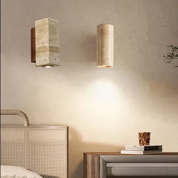 Светодиодный настенный светильник из натурального камня в стиле Арт Ваби-саби, ретро настенный светильник из массива дерева, Фоновое освещение в гостиной, коридоре