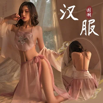 Сексуальный пижамный костюм в стиле Хань, шикарное китайское нижнее белье в древнем стиле, кружевные женские экзотические пижамы для косплея