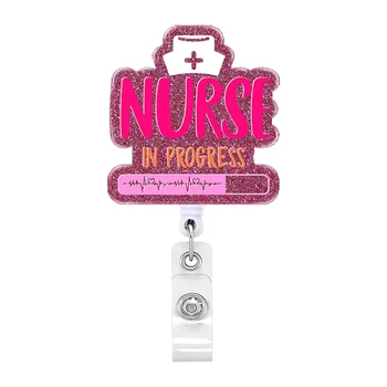 Симпатичный значок, катушка, держатель для карт, зажим для шнурка, удобный для медсестры, Выдвижной дизайн, ключи для дисплея, подарок, Антифрикционное акриловое удостоверение личности