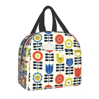 Скандинавская цветочная сумка для ланча Orla Kiely, Женская сумка-холодильник, утепленные ланч-боксы с теплой едой для детей, Школьная сумка для кемпинга, Дорожная сумка для пикника